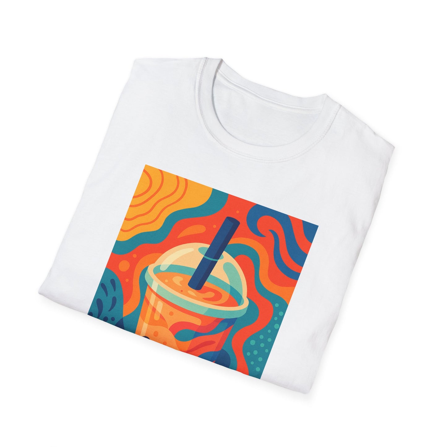 Colorful Bubble Tea Unisex Softstyle T-Shirt, Fun Summer Tee, Boba Milk Tea Gift, Vibrant Artistic Shirt, Trendy Casual Wear