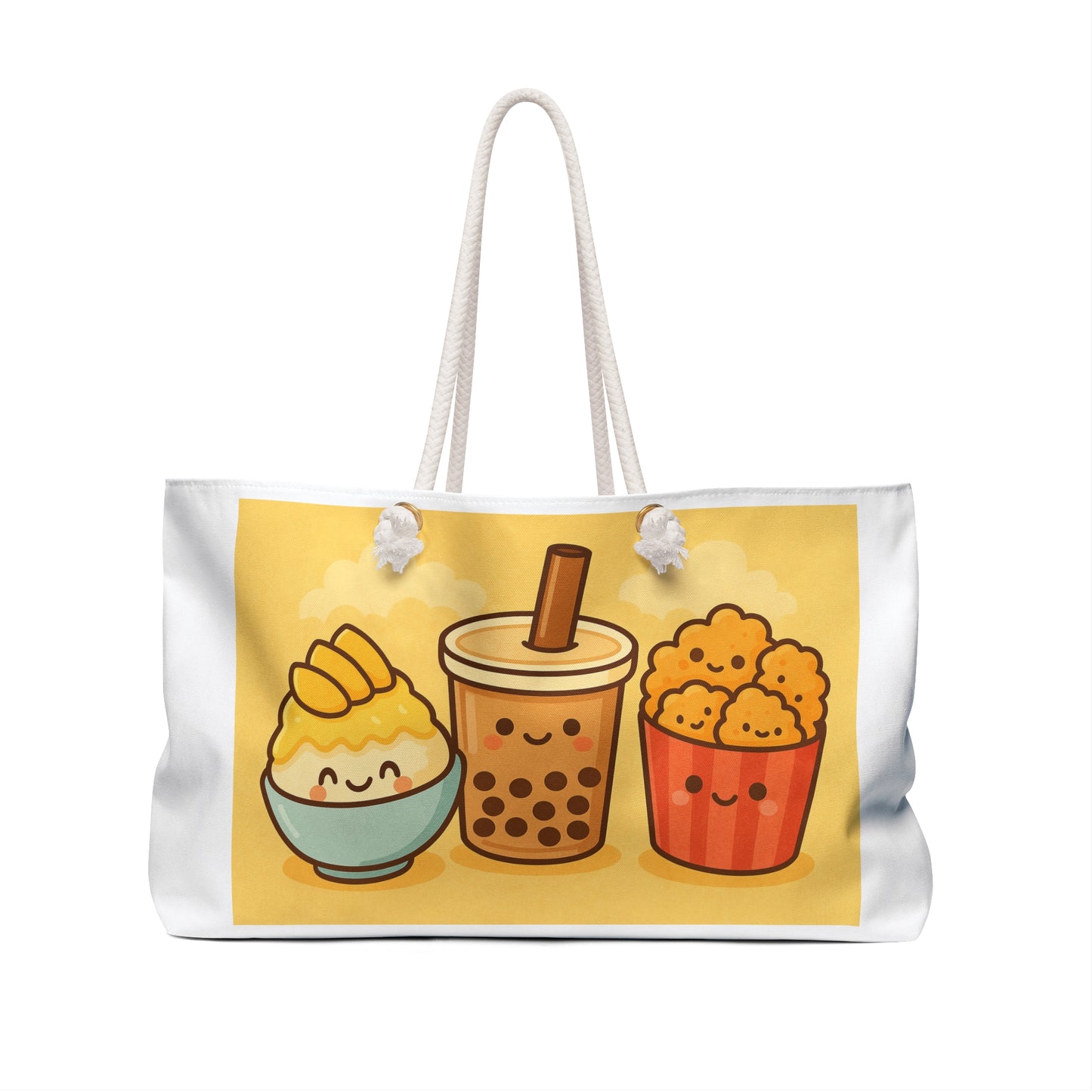 Sweet Taiwanese Street Food Weekender Bag – Kawaii Mango Shaved Ice, Bubble Tea & Popcorn Chicken