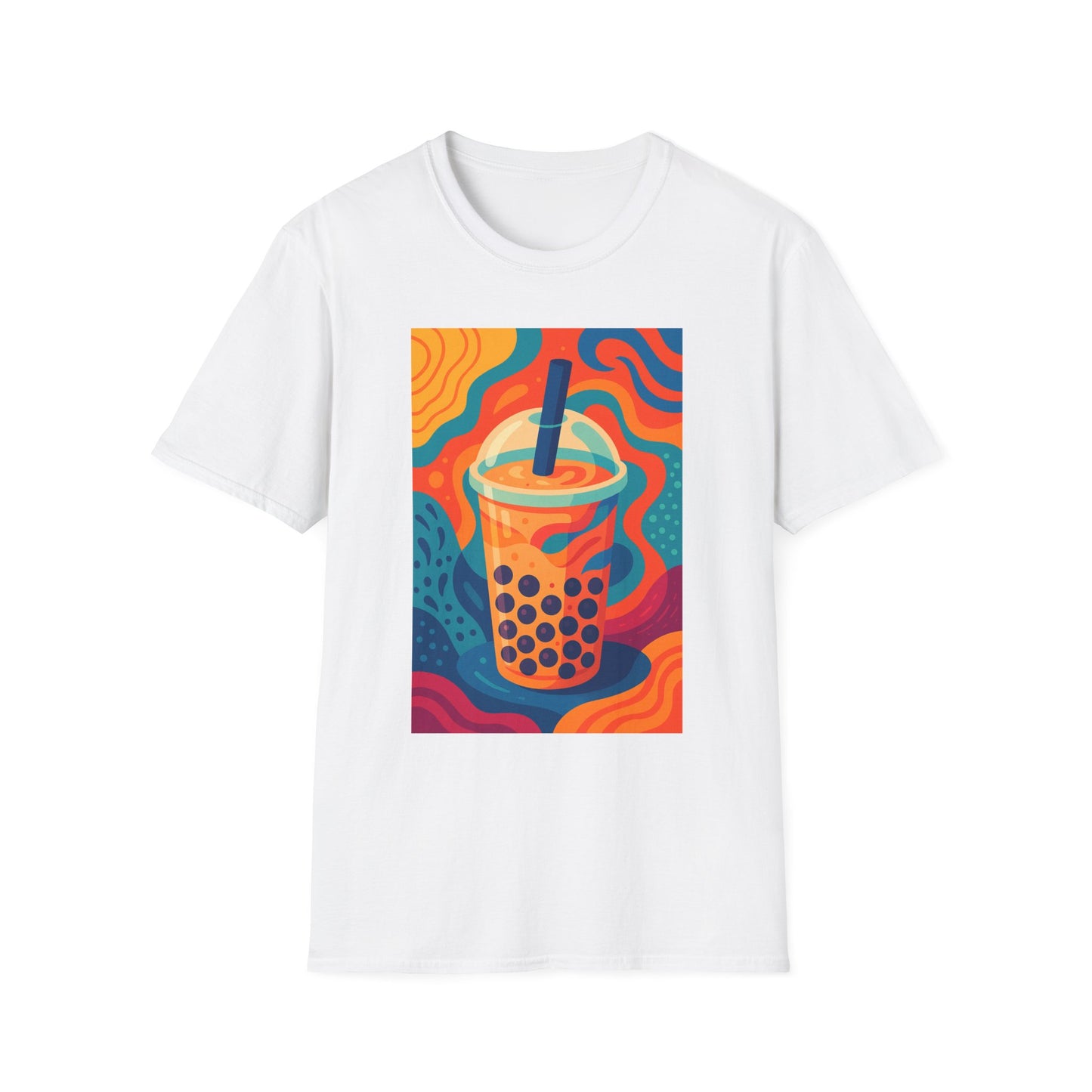 Colorful Bubble Tea Unisex Softstyle T-Shirt, Fun Summer Tee, Boba Milk Tea Gift, Vibrant Artistic Shirt, Trendy Casual Wear