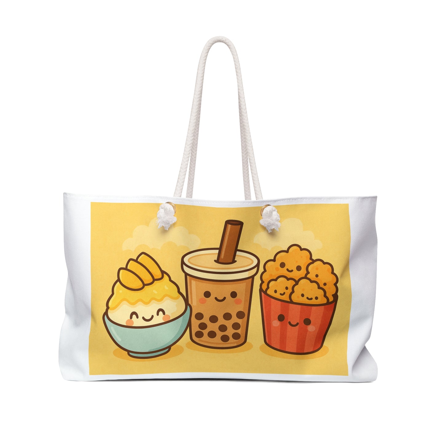 Sweet Taiwanese Street Food Weekender Bag – Kawaii Mango Shaved Ice, Bubble Tea & Popcorn Chicken